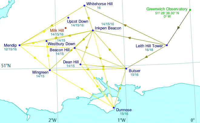 Adapted extract from the diagram of the Principal Triangulation stations